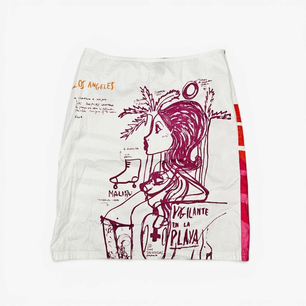 Y2k Custo Barcelona Euro Skirt Knee Length Graphic - Medium